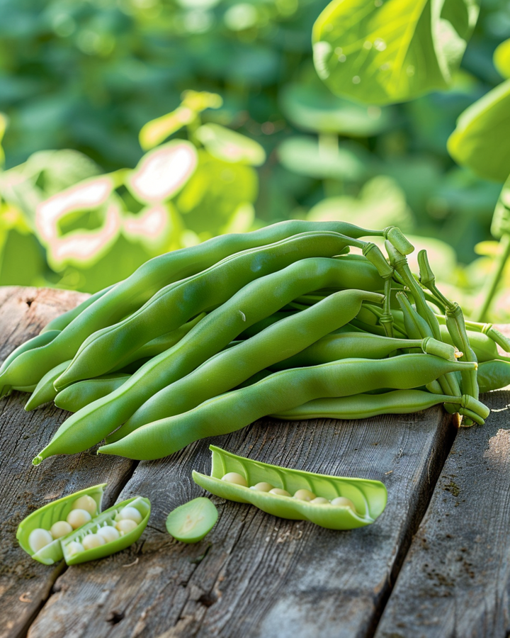 Fagiolo rampicante Neckarkönigin baccelli verdi semi (Phaseolus vulgaris) – ortaggio annuale biologico