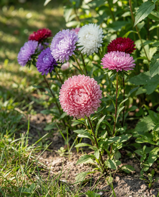 Aster Pompon Mixed (Callistephus chinensis) – semi di miscuglio annuale da SeedsChoice