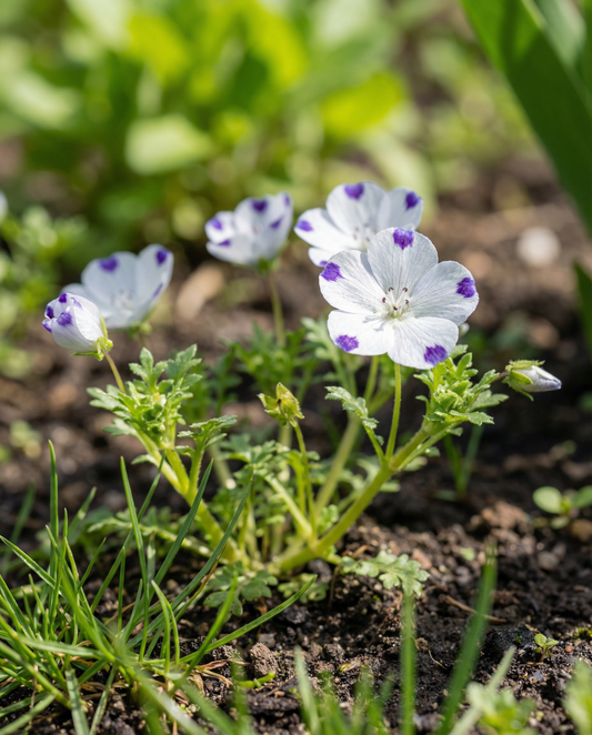 Baby Blue Eyes (Nemophila maculata) – semi di fiore annuale di SeedsChoice