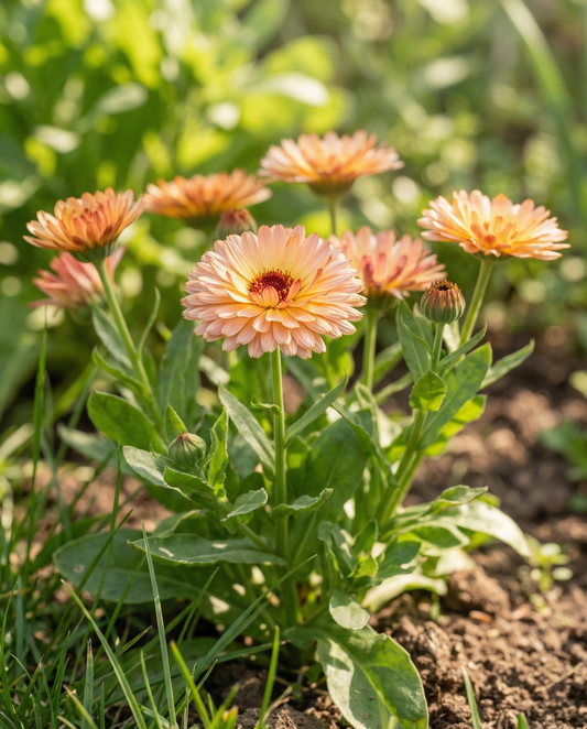Marigold Touch Of Red Buff (Calendula officinalis) – annual flower seeds from SeedsChoice