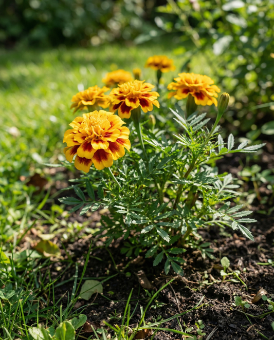 French Marigold Naughty Marietta (Tagetes patula) – annual flower seeds from SeedsChoice