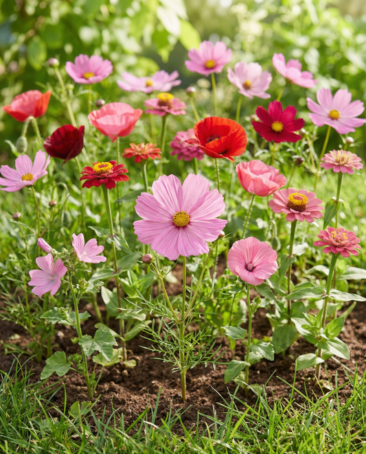 Summerflowers Pink Red Garden Mix Blend – semi di fiori annuali da SeedsChoice