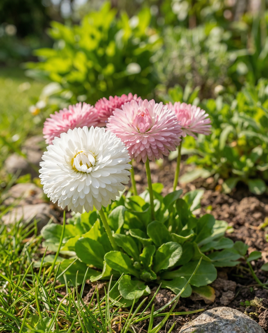 Margherita a fiori grandi misti (Bellis perennis) – semi di fiore biennale da SeedsChoice