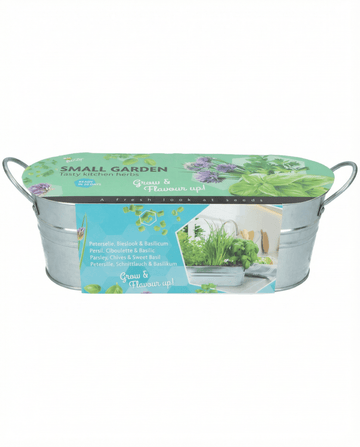 Kitchen Basil Chives Parsley Set With Galvanized Tub Soil – herb from SeedsChoice